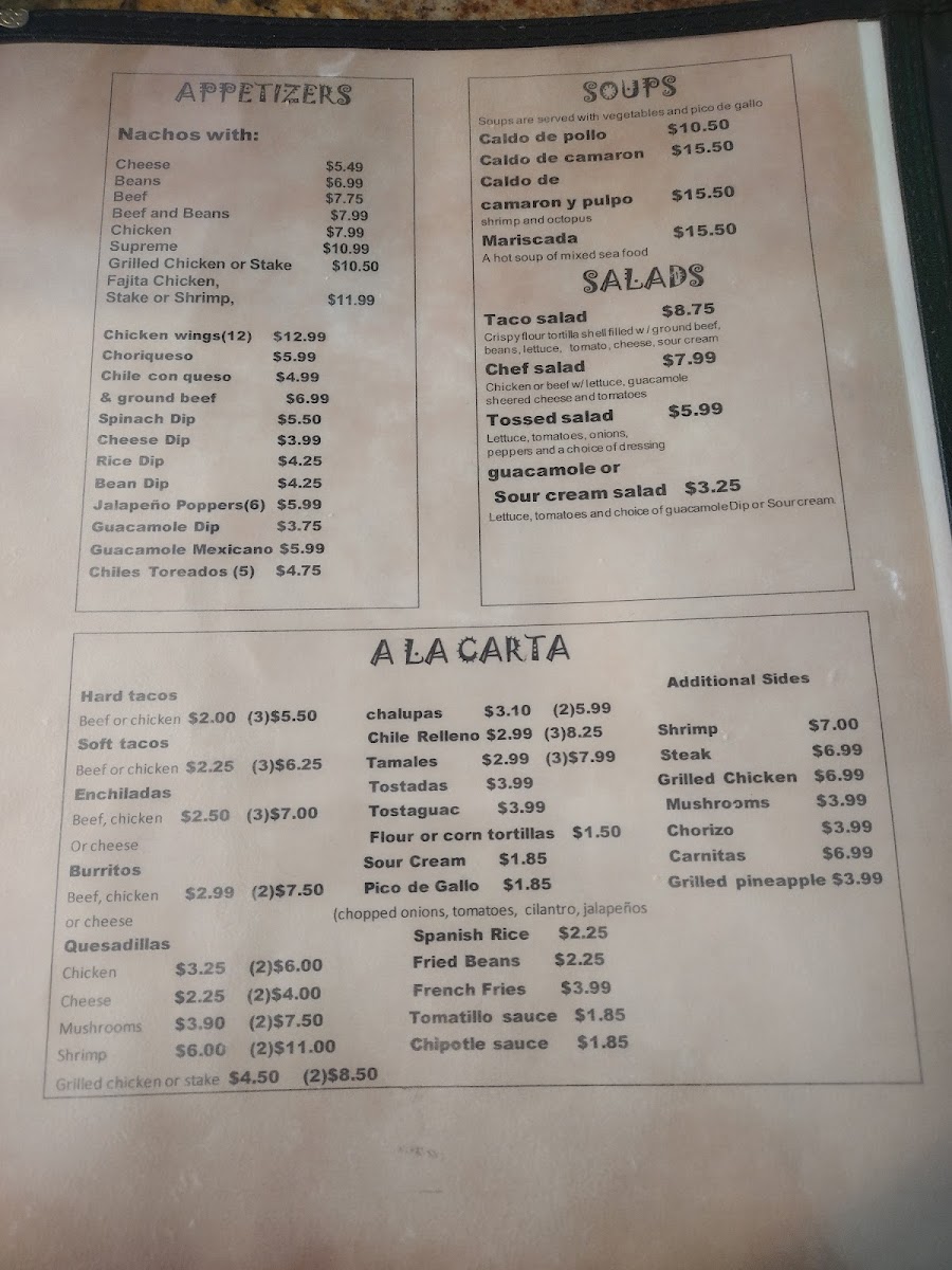 Valle de Bravo Mexican Grill 2 Menu - Image 2